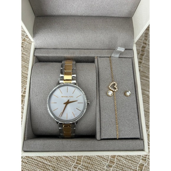 Mini Pyper Pavé Two-Tone Watch, Bracelet and‎ Stud Earrings Set - Picture 1 of 5